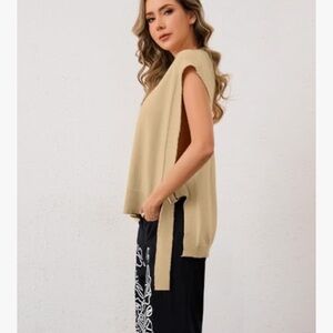 Sleeveless Tan Knit Top